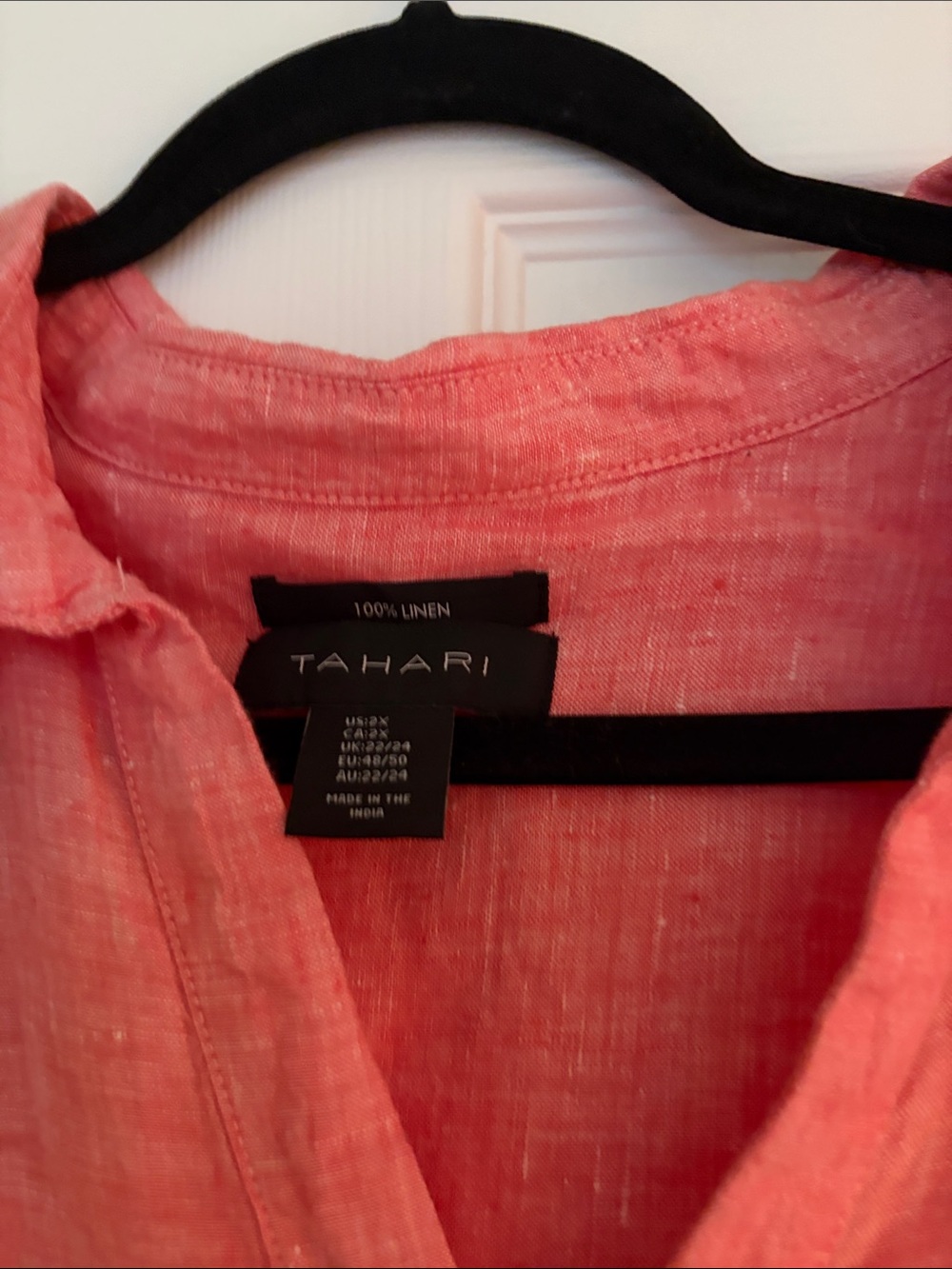 Tahari Coral Button-Front Linen Shirt